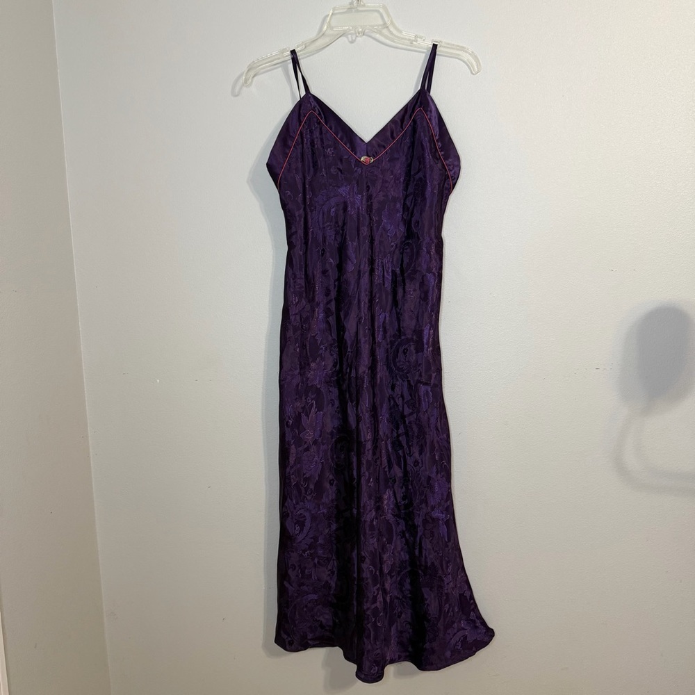 Vintage Kathryn‎ Nightgown Dark Purple Plum Long Fancy Classy Size Small